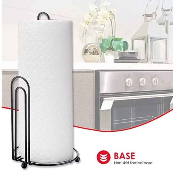 Home Basics Minimalist Wire Paper Towel Holder Dispenser Stand Black Set of 2 . - Picture 6 of 12